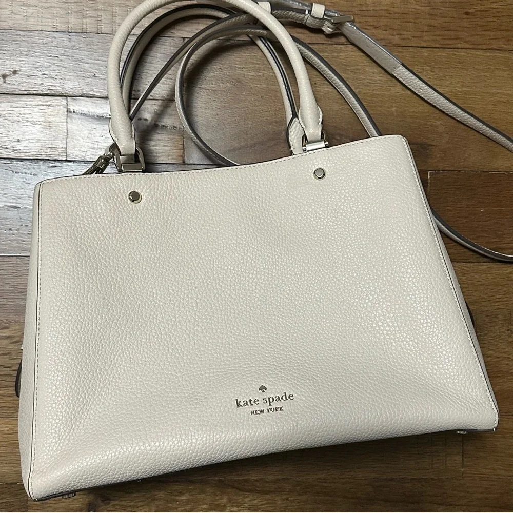 Kate Spade New York Leila Medium Triple compartment Satchel In Light Sand/Gold - Picture 8 of 9